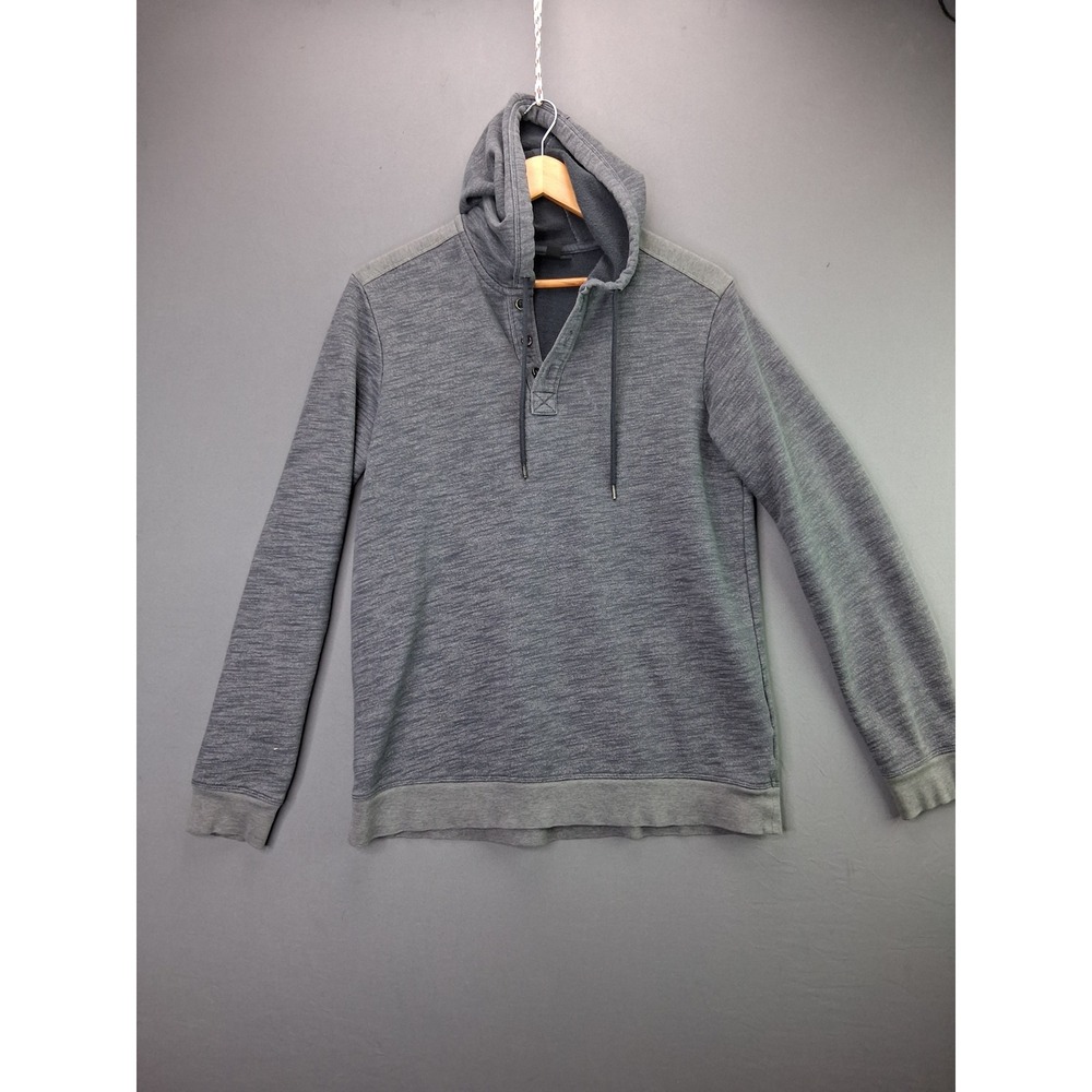 Marc Anthony Hoodie Henley Sweatshirt Large Gray Textured Button Neck Mens L